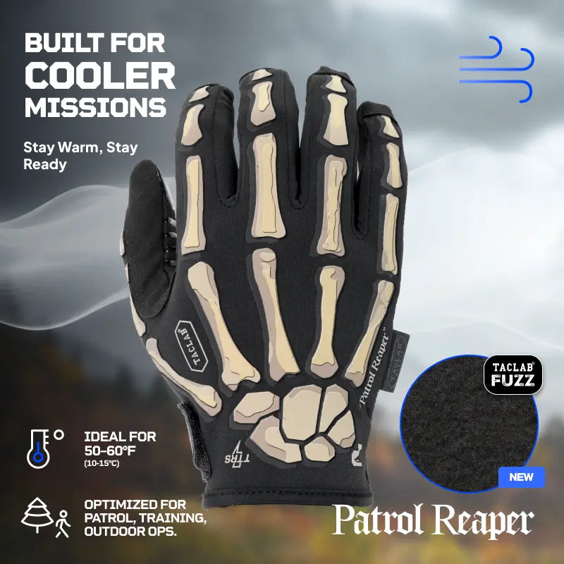 TACLAB Patrol Reaper Warm Tactical Shooting Gloves – Insulated Skeleton Design, Reinforced Grip, Flexible Gloves for Military, Police, Hunting Outdoor TACLAB