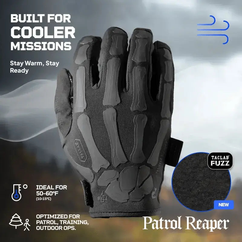 TACLAB Patrol Reaper Warm Tactical Shooting Gloves – Insulated Skeleton Design, Reinforced Grip, Flexible Gloves for Military, Police, Hunting Outdoor - TACLAB