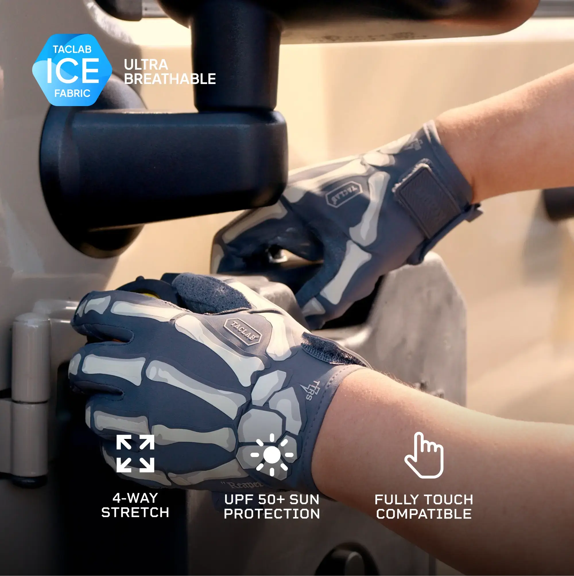 Reaper Tactical Skeleton Gloves - Thin and Lightweight for Summer, Airsoft, Paintball, Cycling, Motorcycle, Multipurpose TACLAB