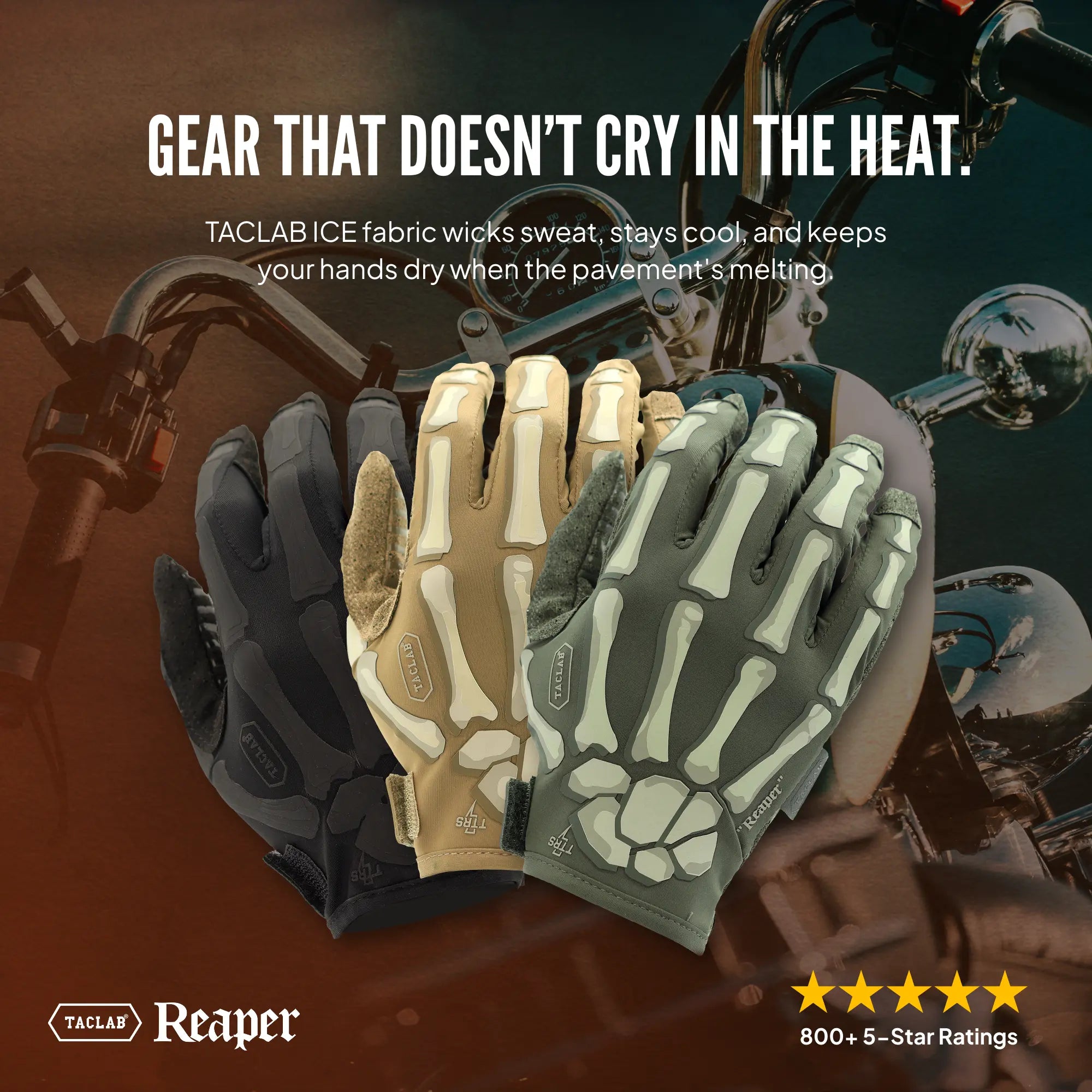 TACLAB Reaper Skeleton Gloves - Thin and Lightweight for Cycling, Dirt Bike, ATV TACLAB