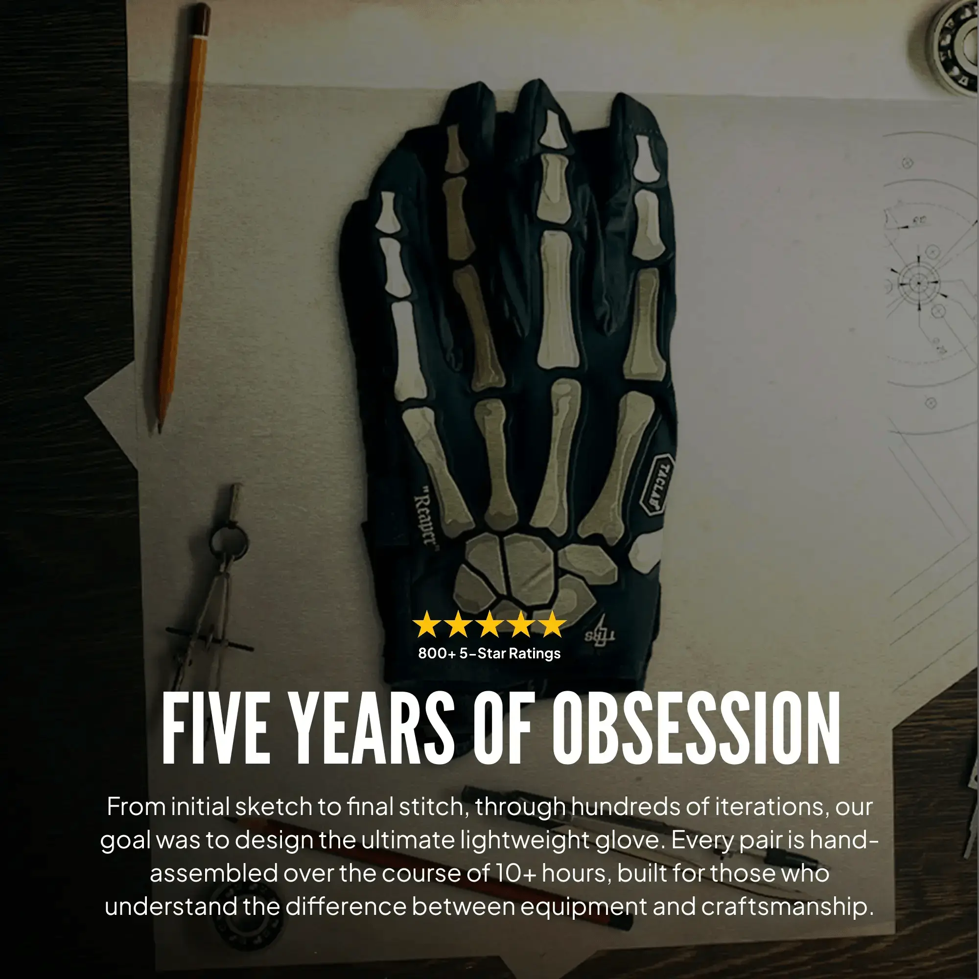 TACLAB Reaper Skeleton Gloves - Thin and Lightweight for Motocross, Dirt Bike, ATV - TACLAB