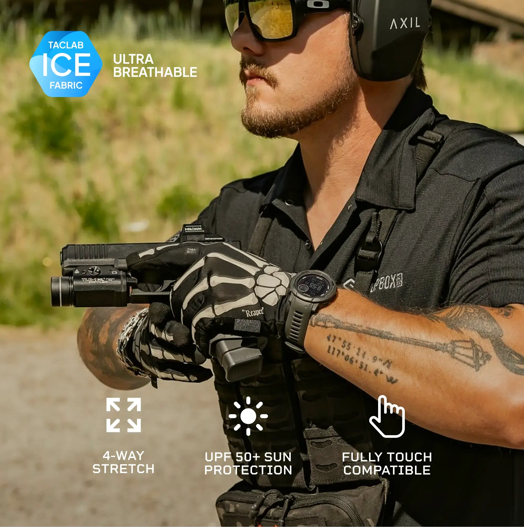 TACLAB Reaper Skeleton Tactical Shooting Gloves - Thin and Lightweight for Military, Police, Range TACLAB