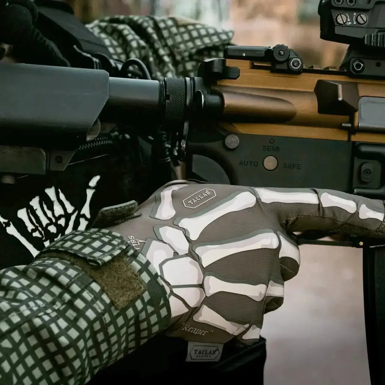 TACLAB Reaper Skeleton Tactical Shooting Gloves - Thin and Lightweight for Military, Police, Range - TACLAB