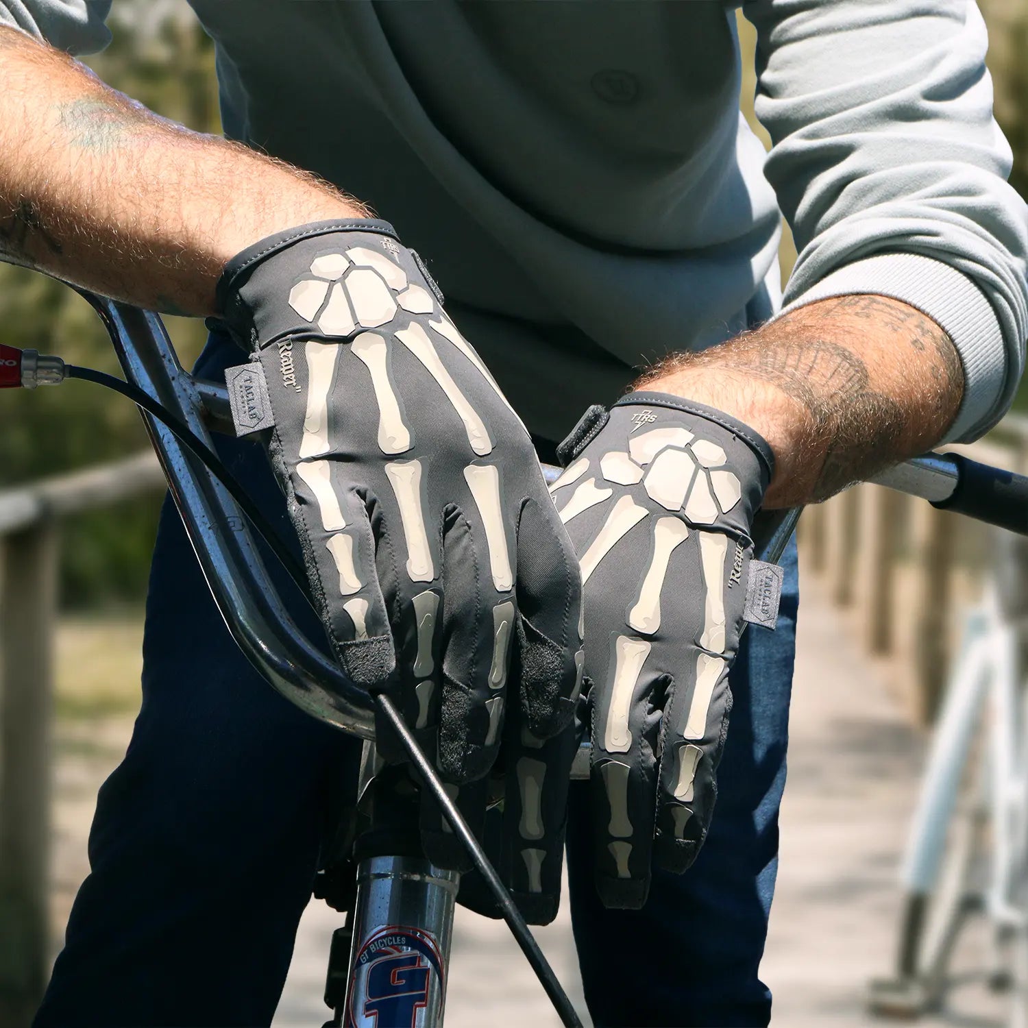 TACLAB Reaper Skeleton Gloves - Thin and Lightweight for E-Bike, BMX, Mountain Bike, Cycling TACLAB