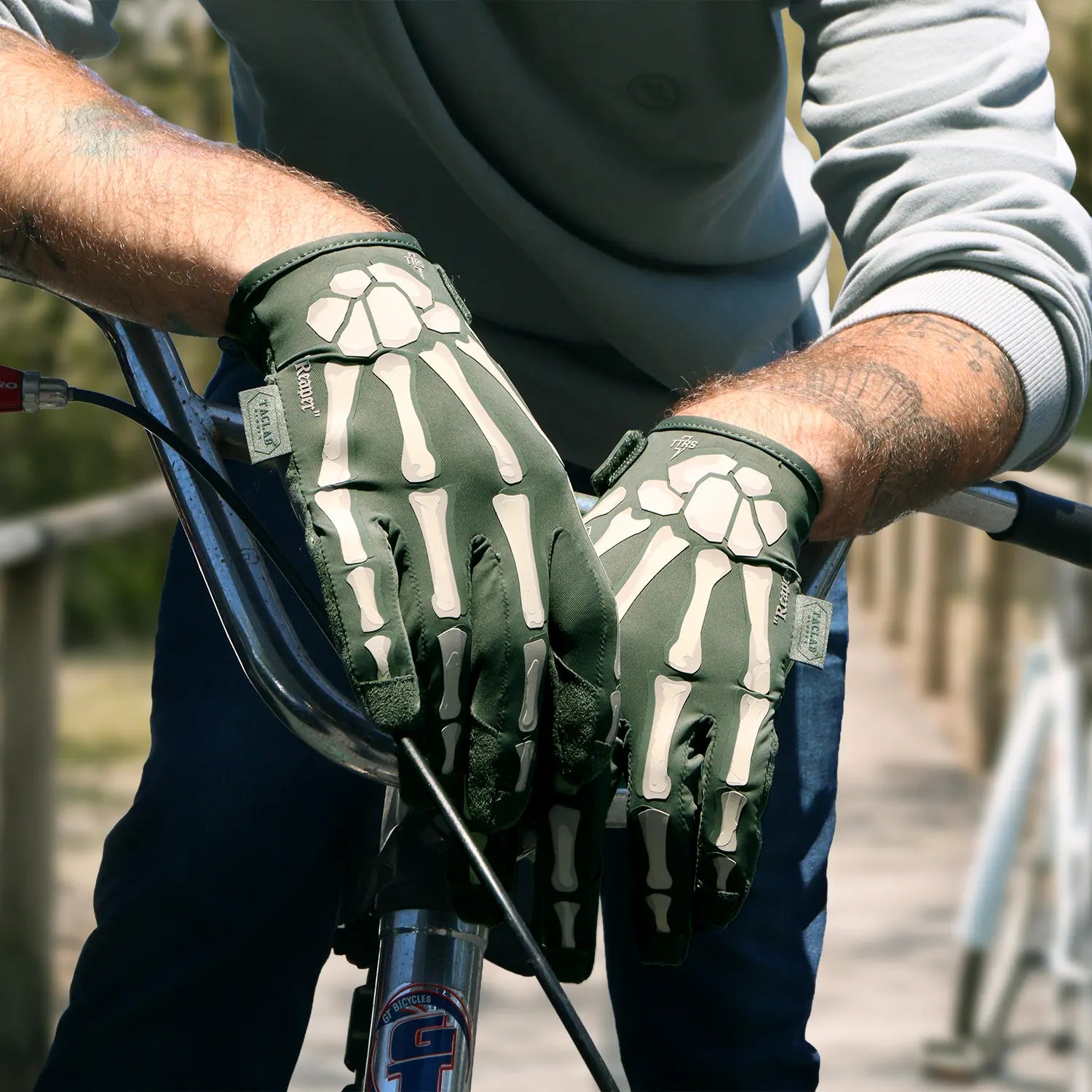 TACLAB Reaper Skeleton Gloves - Thin and Lightweight for E-Bike, BMX, Mountain Bike, Cycling TACLAB