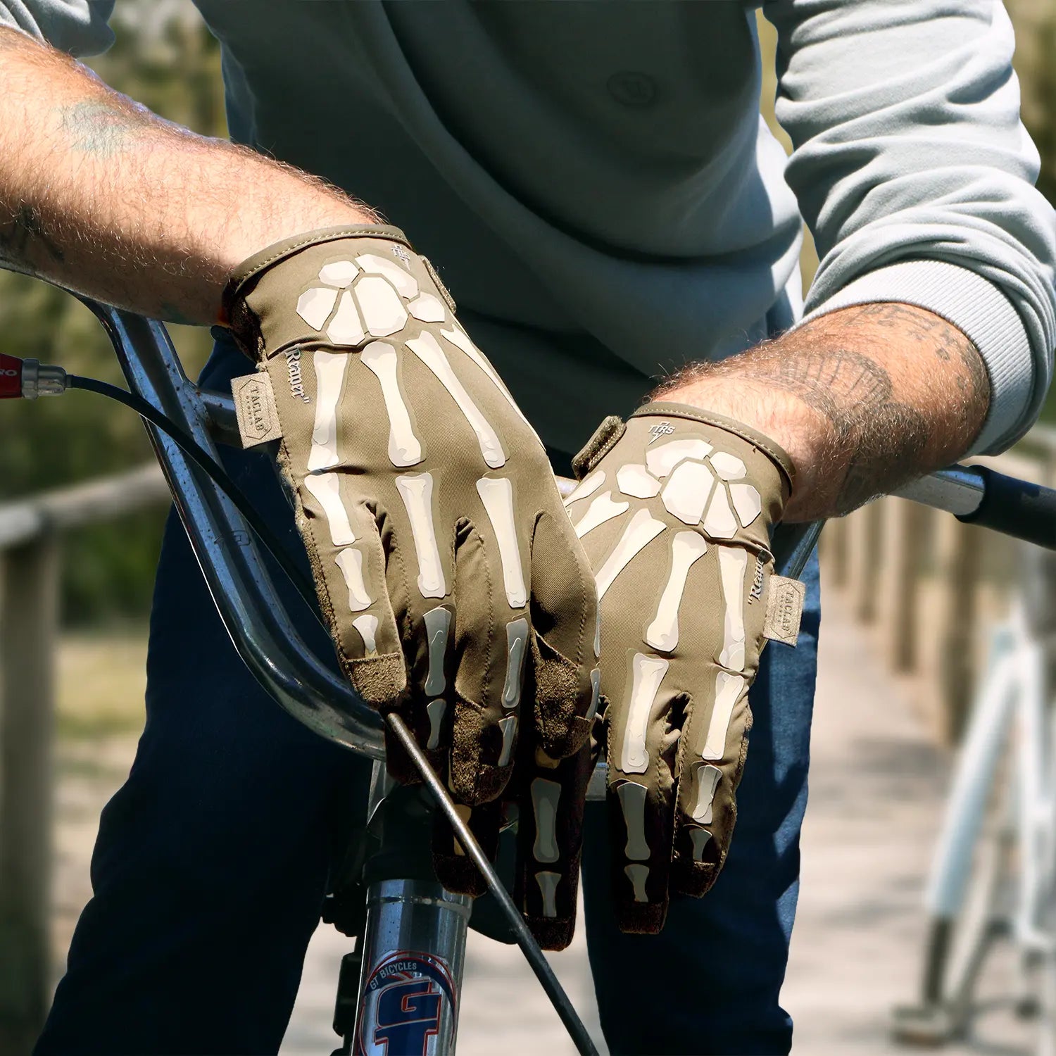 TACLAB Reaper Skeleton Gloves - Thin and Lightweight for E-Bike, BMX, Mountain Bike, Cycling TACLAB