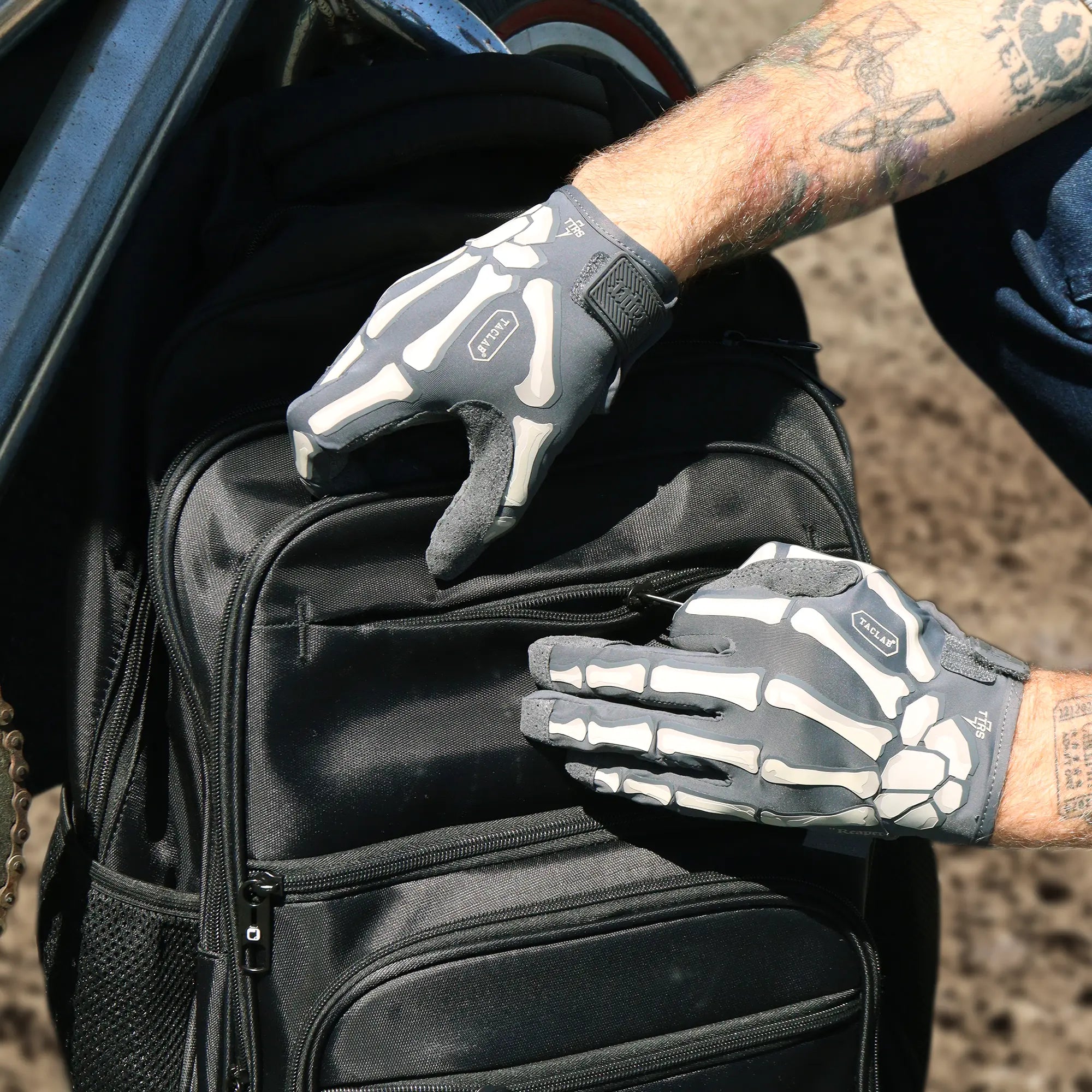 TACLAB Reaper Skeleton Gloves - Thin and Lightweight for E-Bike, BMX, Mountain Bike, Cycling TACLAB