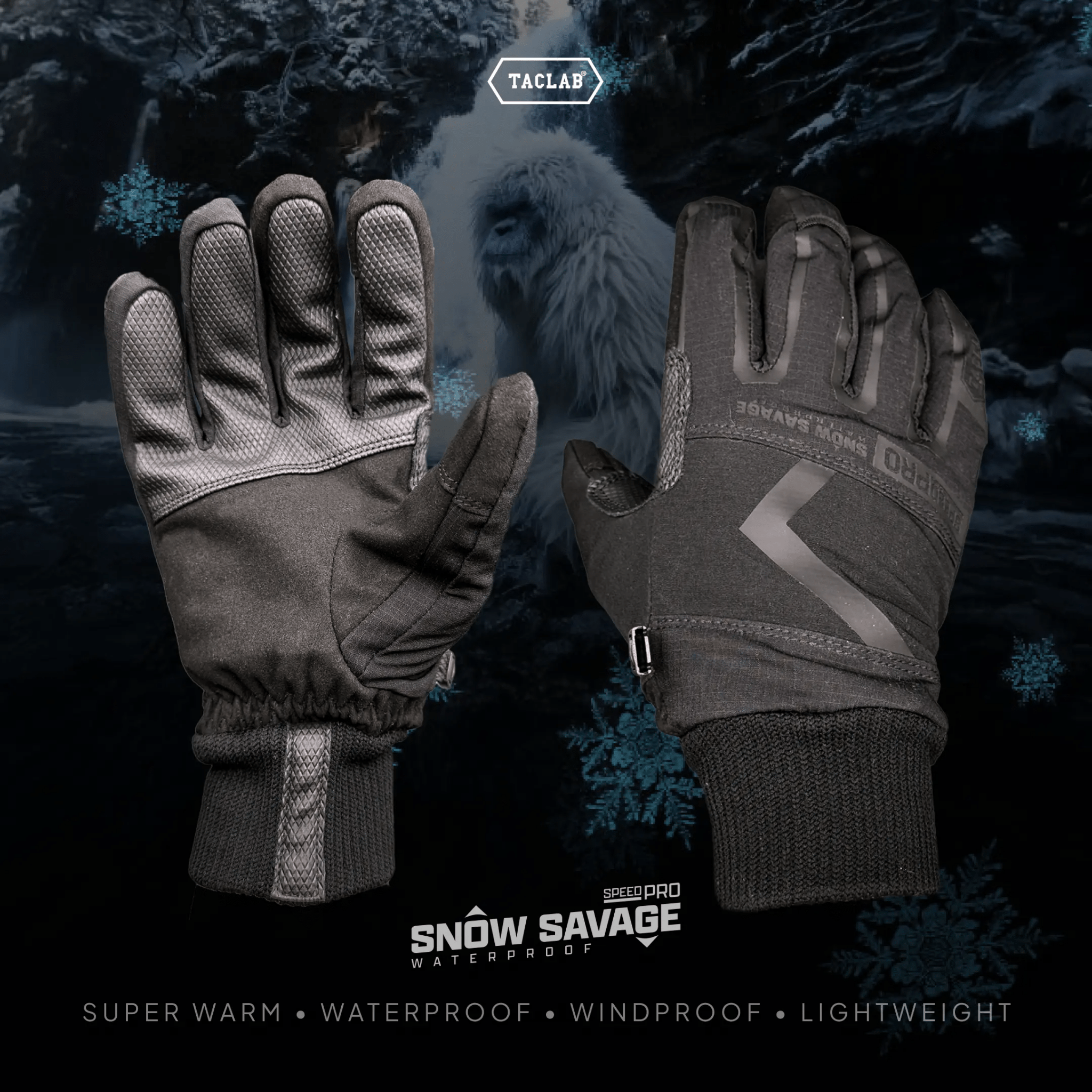 Snow Savage Speed PRO – Waterproof/Windproof Lightweight Ultra - Warm Tactical Winter Gloves - TACLAB