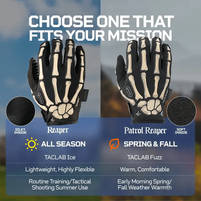 TACLAB Patrol Reaper Warm Tactical Shooting Gloves – Insulated Skeleton Design, Reinforced Grip, Flexible Gloves for Military, Police, Hunting Outdoor - TACLAB