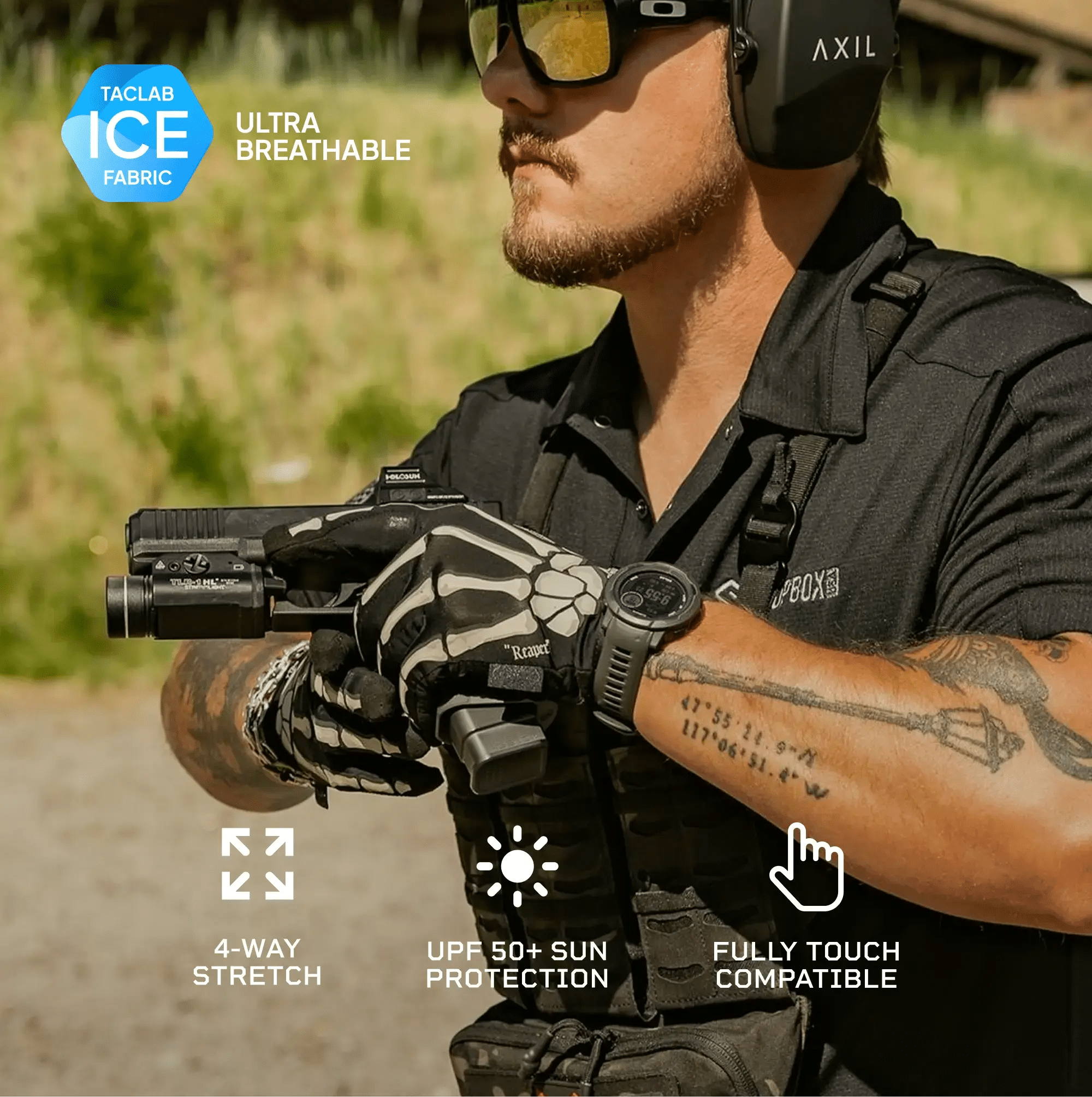 TACLAB Reaper Skeleton Tactical Shooting Gloves - Thin and Lightweight for Military, Police, Range - TACLAB