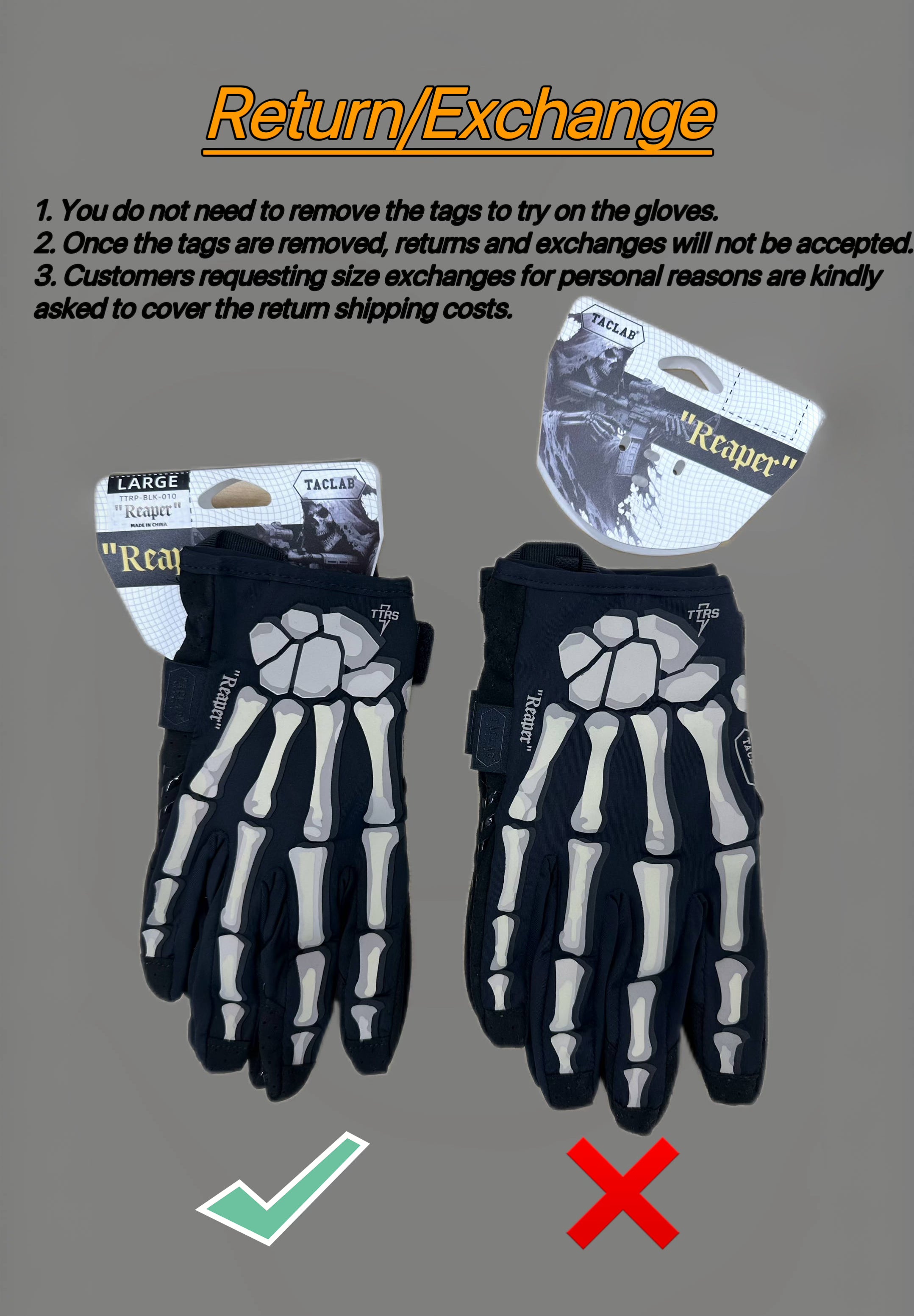 TACLAB REAPER Tactical Skeleton Gloves