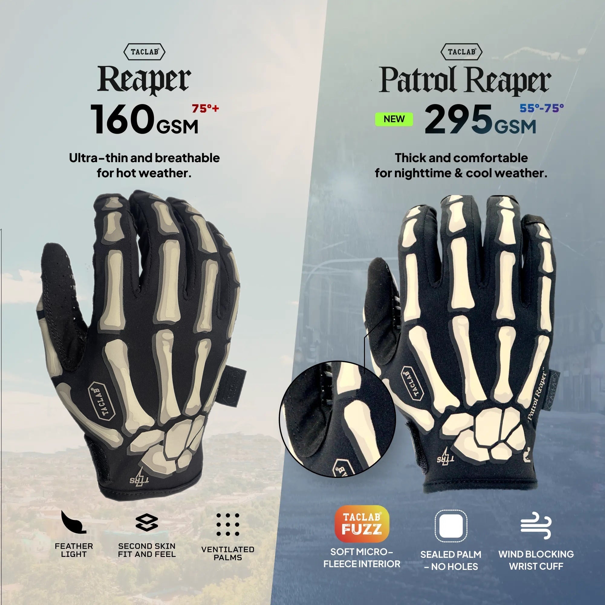 PATROL REAPER Upgraded Warm Tactical Skeleton Shooting Gloves TACLAB
