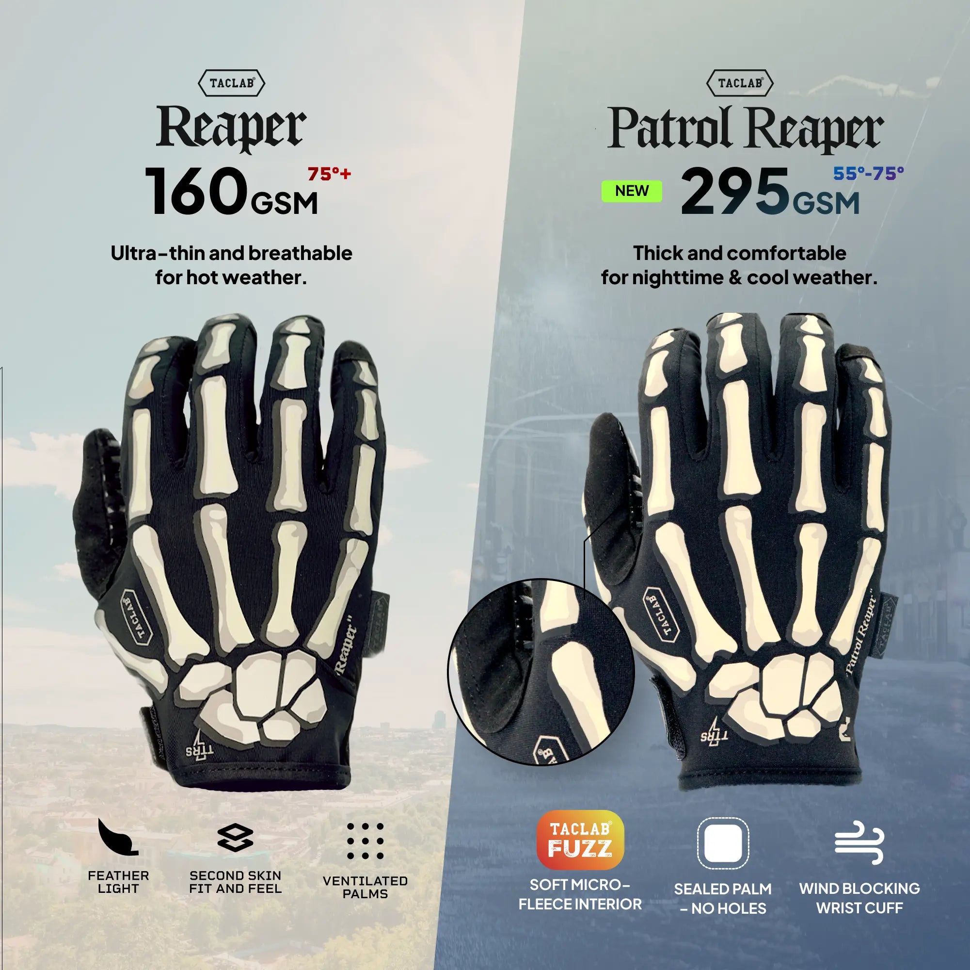 PATROL REAPER Upgraded Warm Tactical Skeleton Shooting Gloves TACLAB