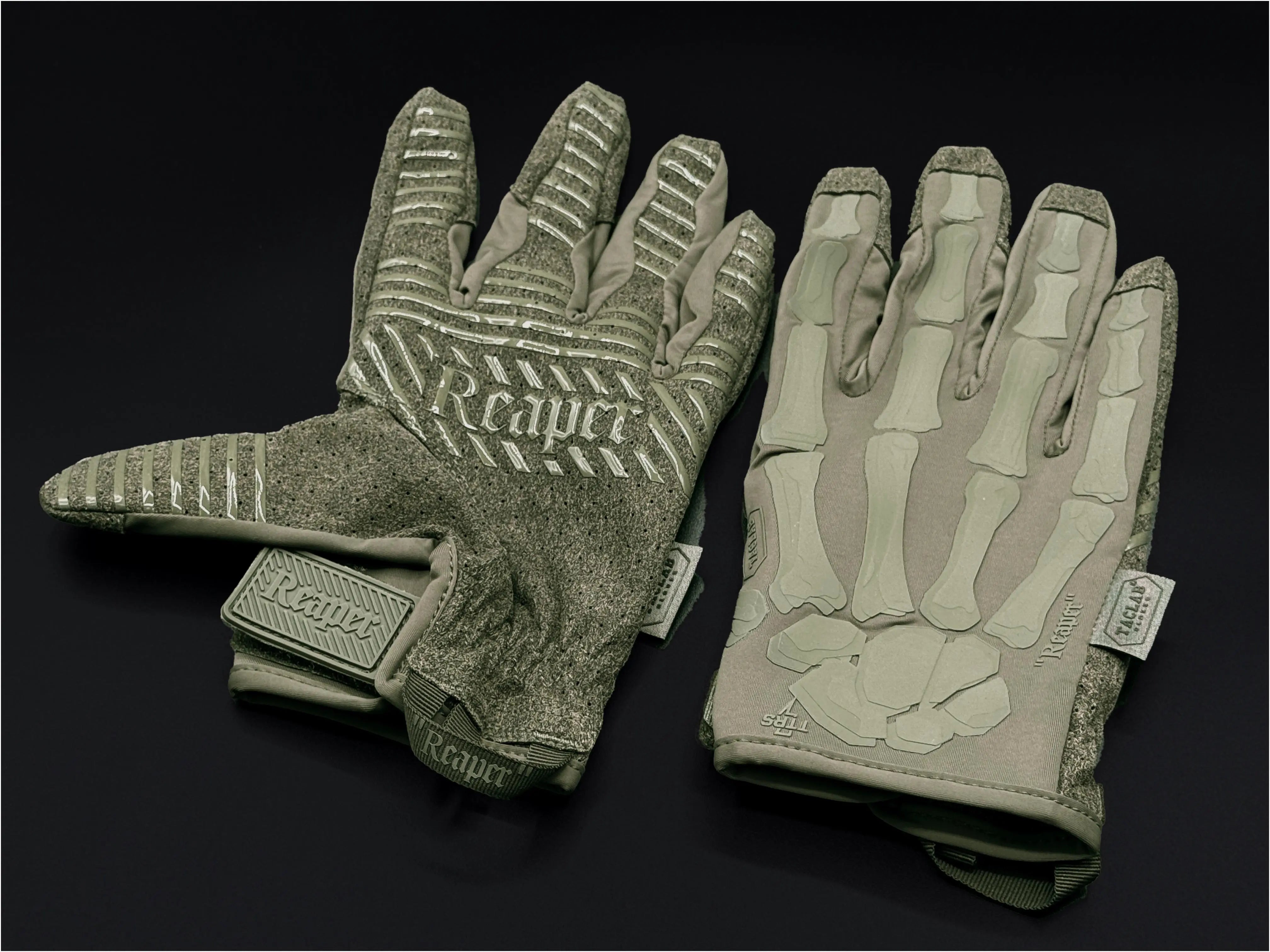 REAPER Ghost Ranger Green Gloves - Tactical Skeleton Shooting Gloves - TACLAB