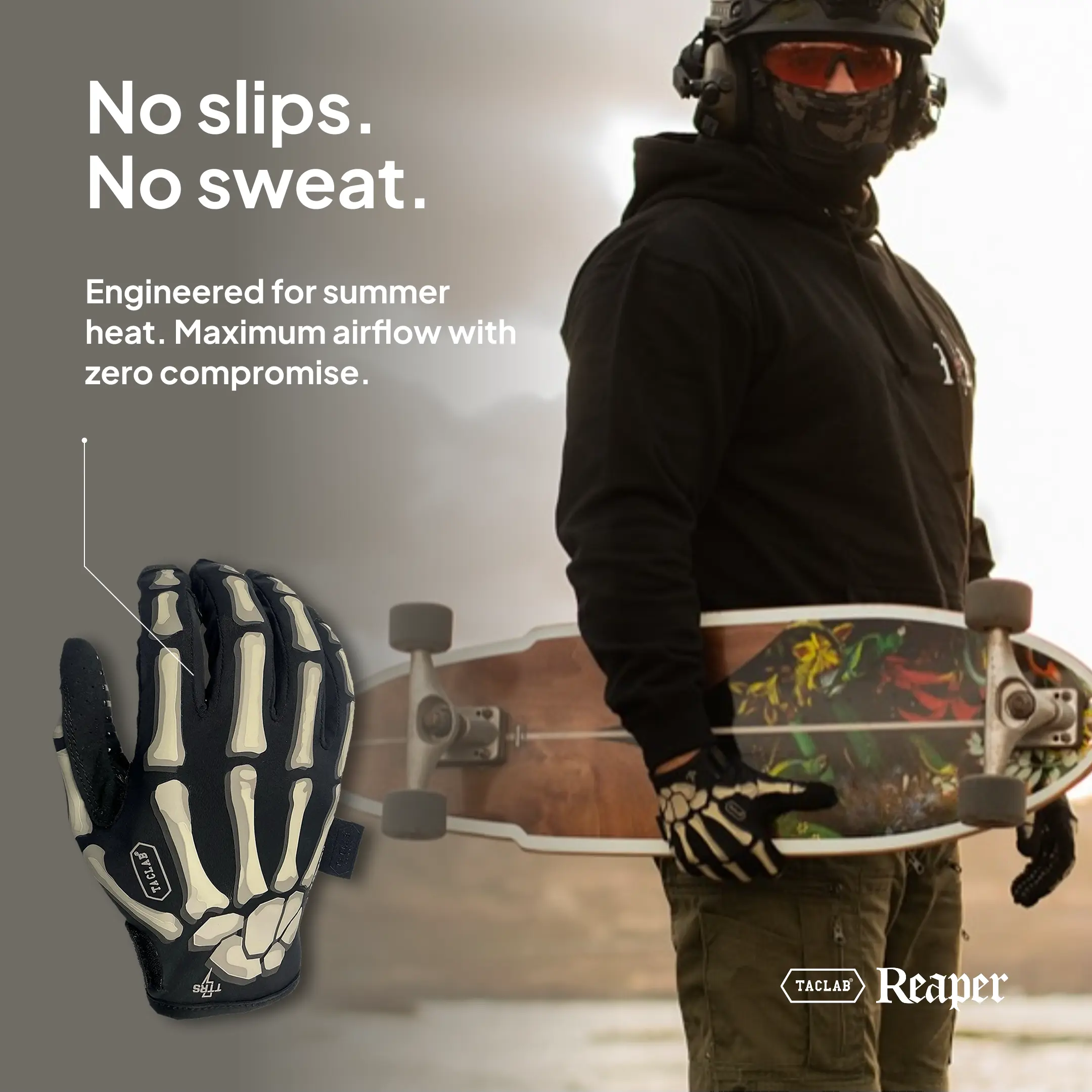 Reaper Tactical Skeleton Gloves - Thin and Lightweight for Summer, Airsoft, Paintball, Cycling, Motorcycle, Multipurpose TACLAB