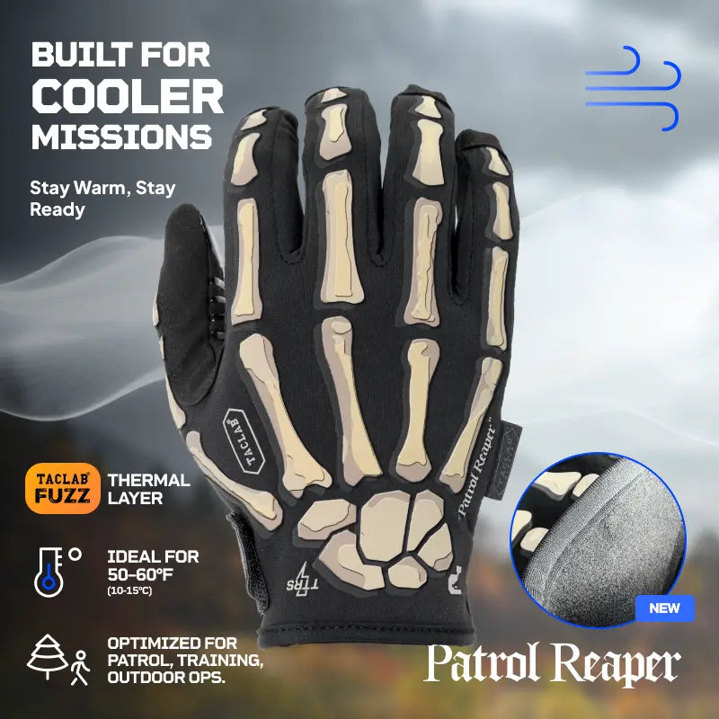 TACLAB Patrol Reaper Warm Tactical Shooting Gloves – Insulated Skeleton Design, Reinforced Grip, Flexible Gloves for Military, Police, Hunting Outdoor TACLAB