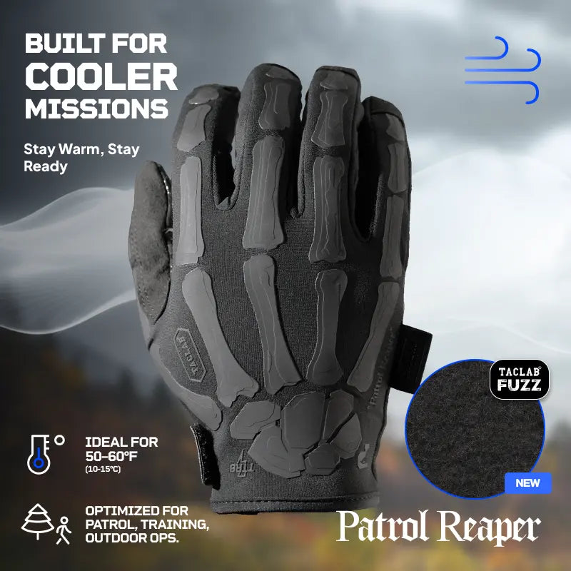 TACLAB Patrol Reaper Warm Tactical Shooting Gloves – Insulated Skeleton Design, Reinforced Grip, Flexible Gloves for Military, Police, Hunting Outdoor TACLAB