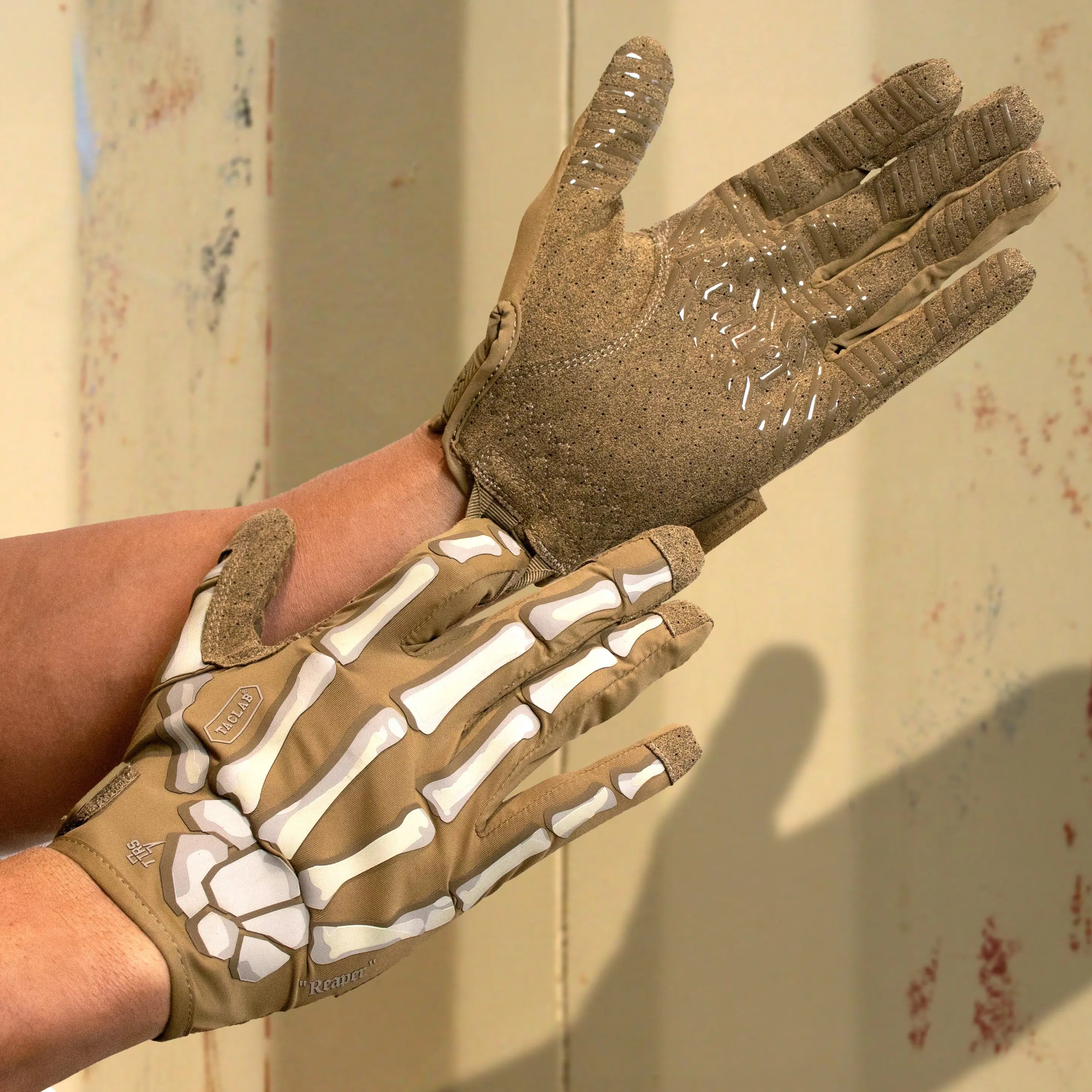 TACLAB REAPER Coyote Marine Tactical Skeleton Shooting Gloves - TACLAB