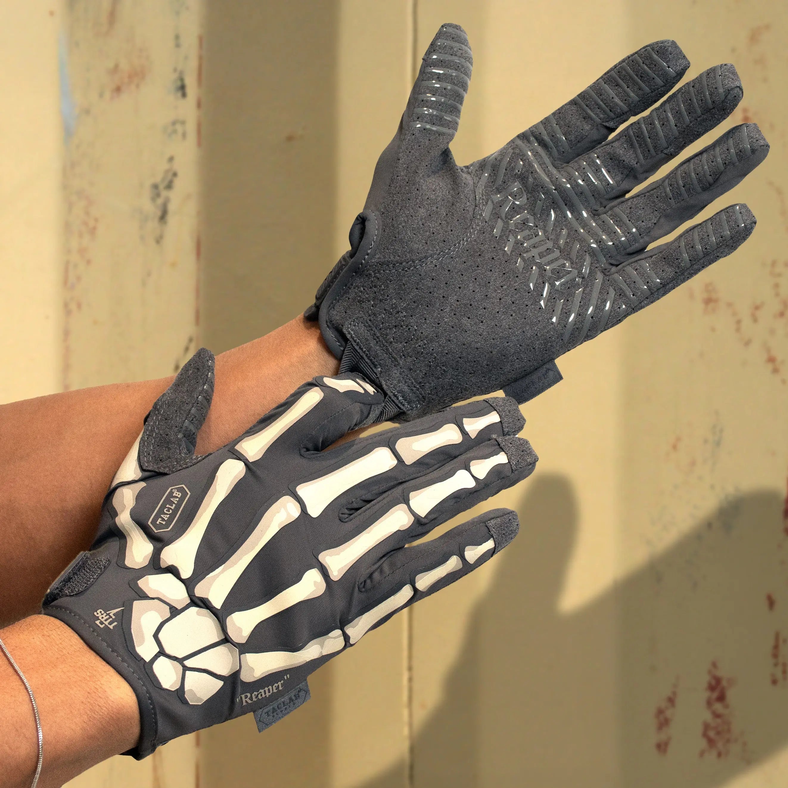TACLAB REAPER Ghost Wolf Gray Tactical Skeleton Shooting Gloves - TACLAB