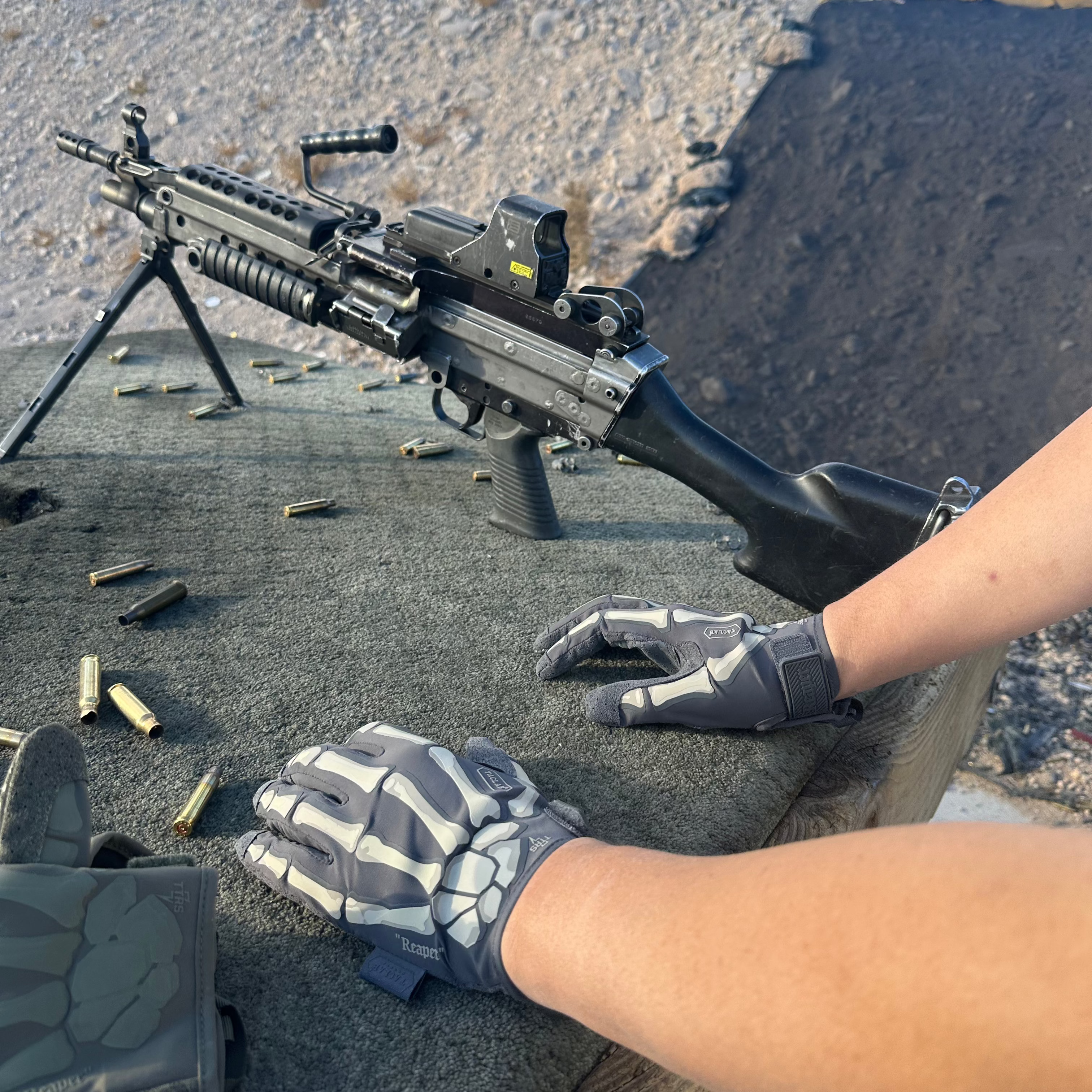 TACLAB REAPER Ghost Wolf Gray Tactical Skeleton Shooting Gloves - TACLAB