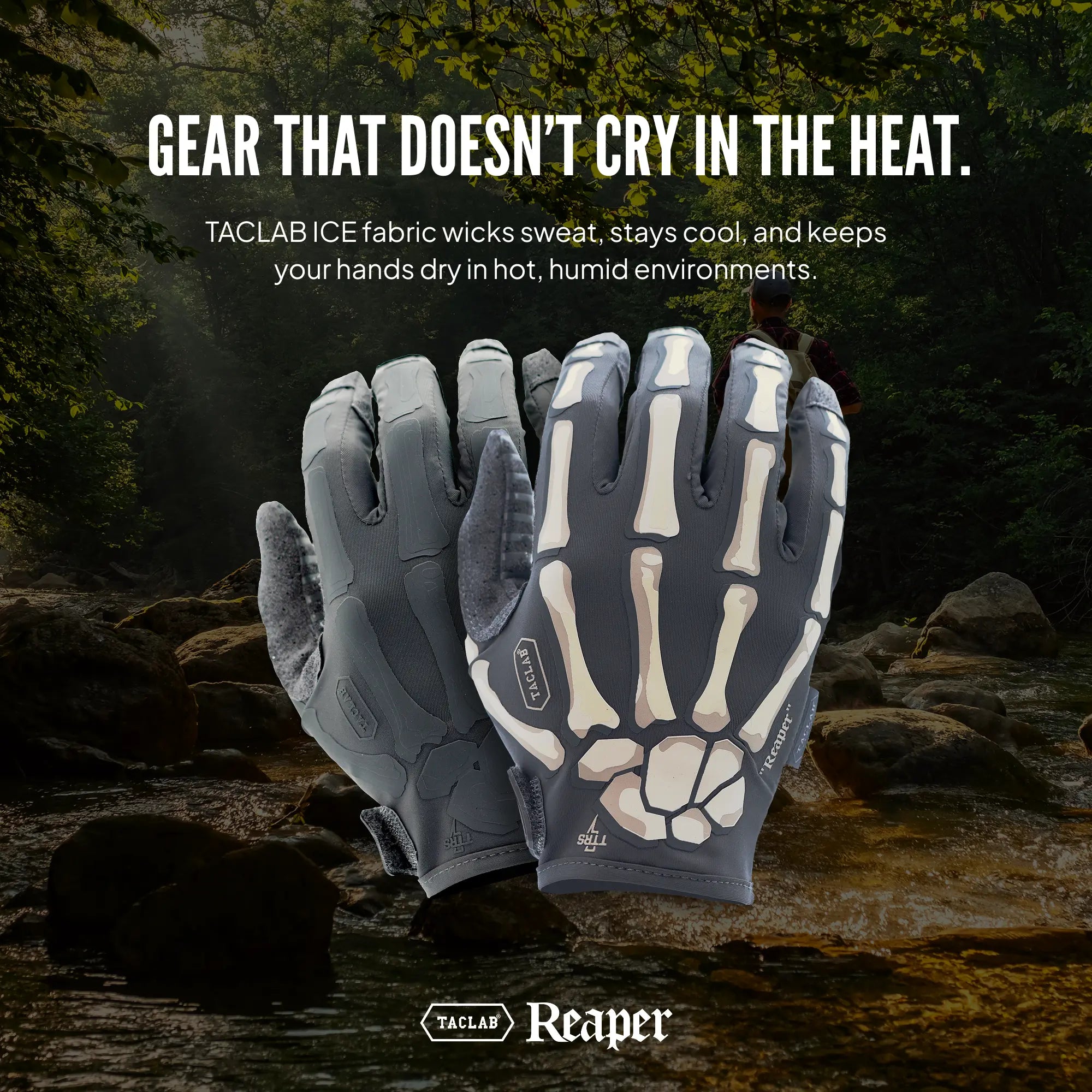 TACLAB REAPER Ghost Wolf Gray Tactical Skeleton Gloves - Thin and Lightweight for Summer, Airsoft, Paintball, Cycling, Motorcycle, Multipurpose TACLAB