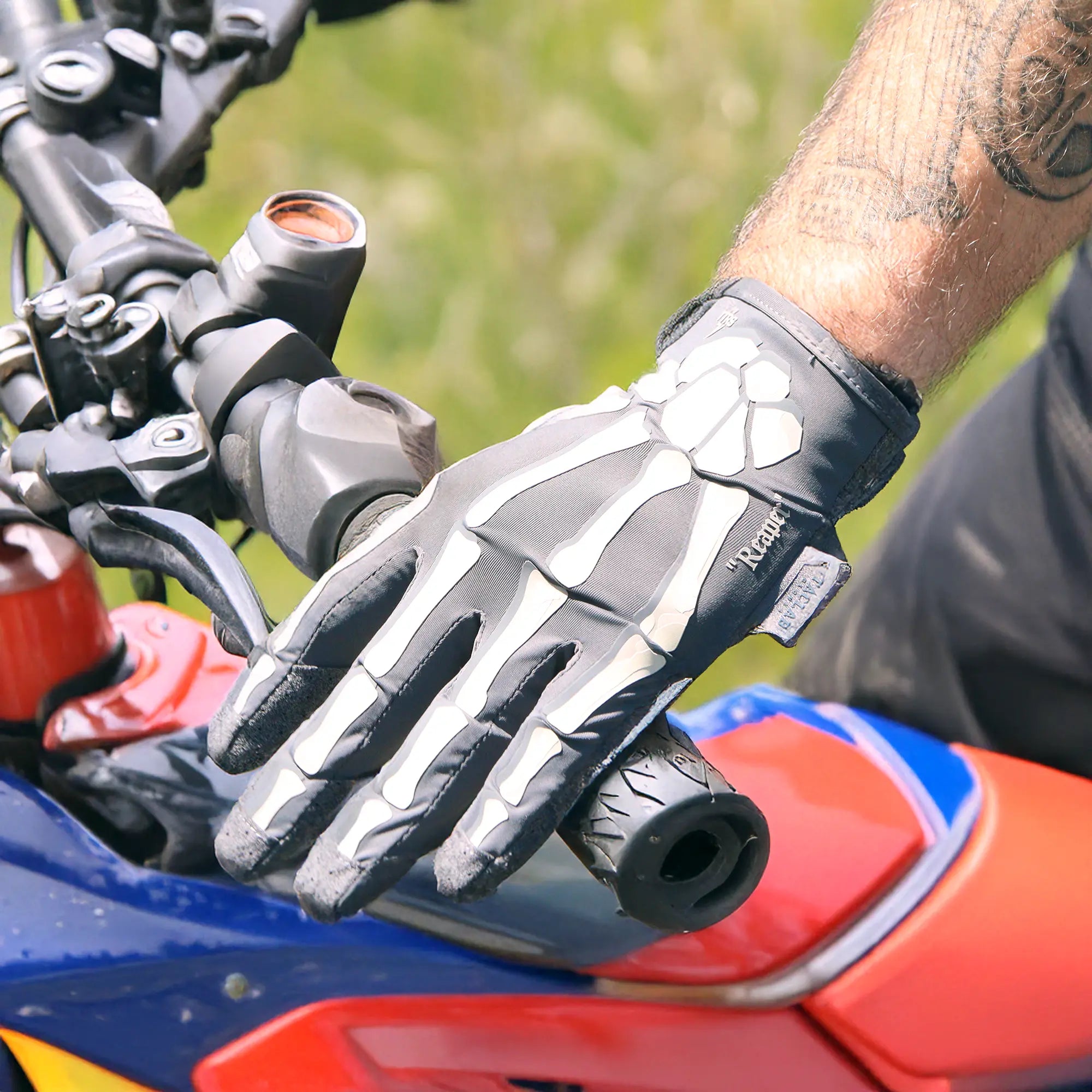 TACLAB Reaper Skeleton Gloves - Thin and Lightweight for Motocross, Dirt Bike, ATV TACLAB