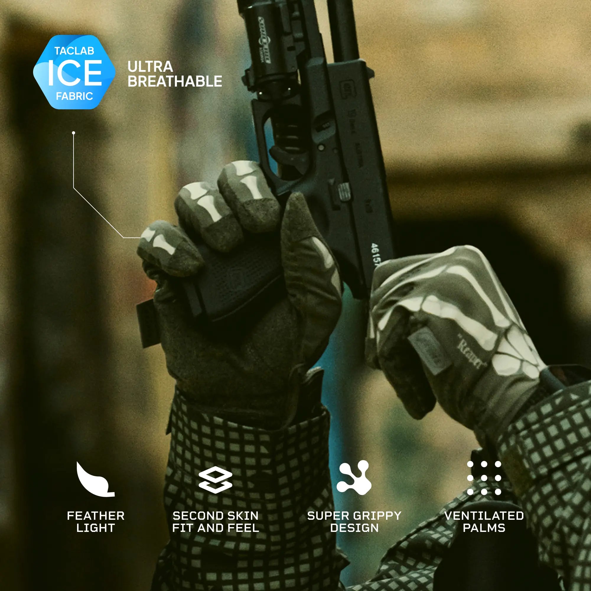 TACLAB Reaper Skeleton Tactical Shooting Gloves - Thin and Lightweight for Military, Police, Range TACLAB