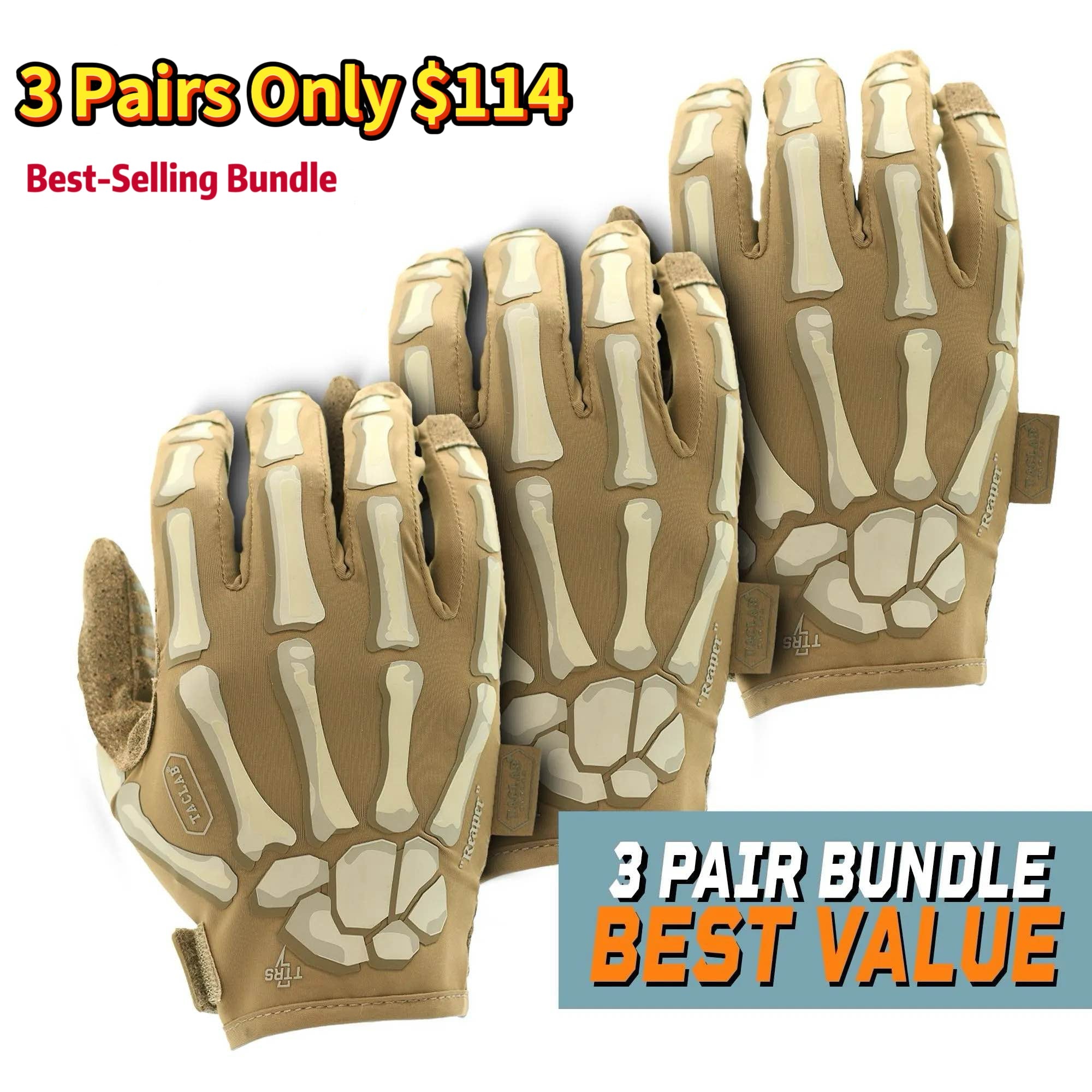 TACLAB Reaper Tactical Gloves 3 Pack/6 Pack Bulk for Police Security Law Enforcement military Duty Work Gloves TACLAB