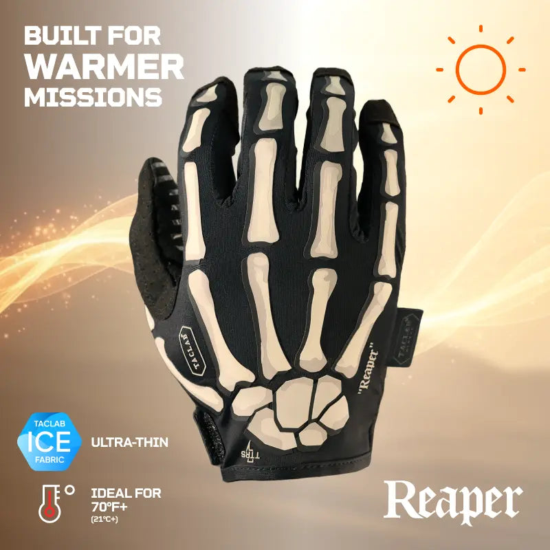 TACLAB Reaper Tactical Skeleton Gloves - Thin and Lightweight for Summer, Airsoft, Paintball, Cycling, Motorcycle, Multipurpose TACLAB