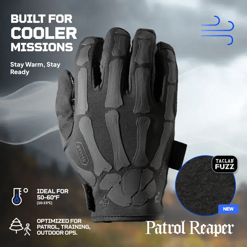 TACLAB Patrol Reaper Warm Tactical Shooting Gloves – Insulated Skeleton Design, Reinforced Grip, Flexible Gloves for Military, Police, Hunting Outdoor - TACLAB