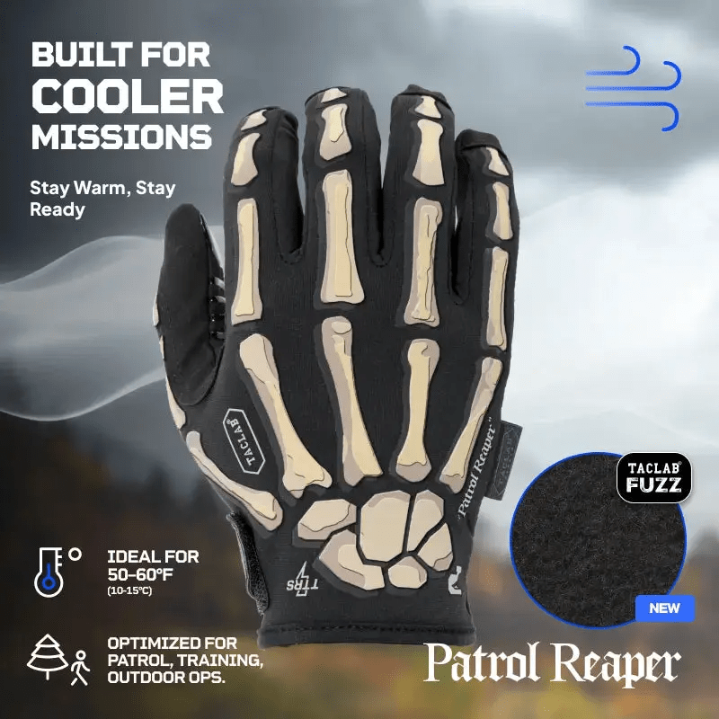 TACLAB Patrol Reaper Warm Tactical Shooting Gloves – Insulated Skeleton Design, Reinforced Grip, Flexible Gloves for Military, Police, Hunting Outdoor - TACLAB