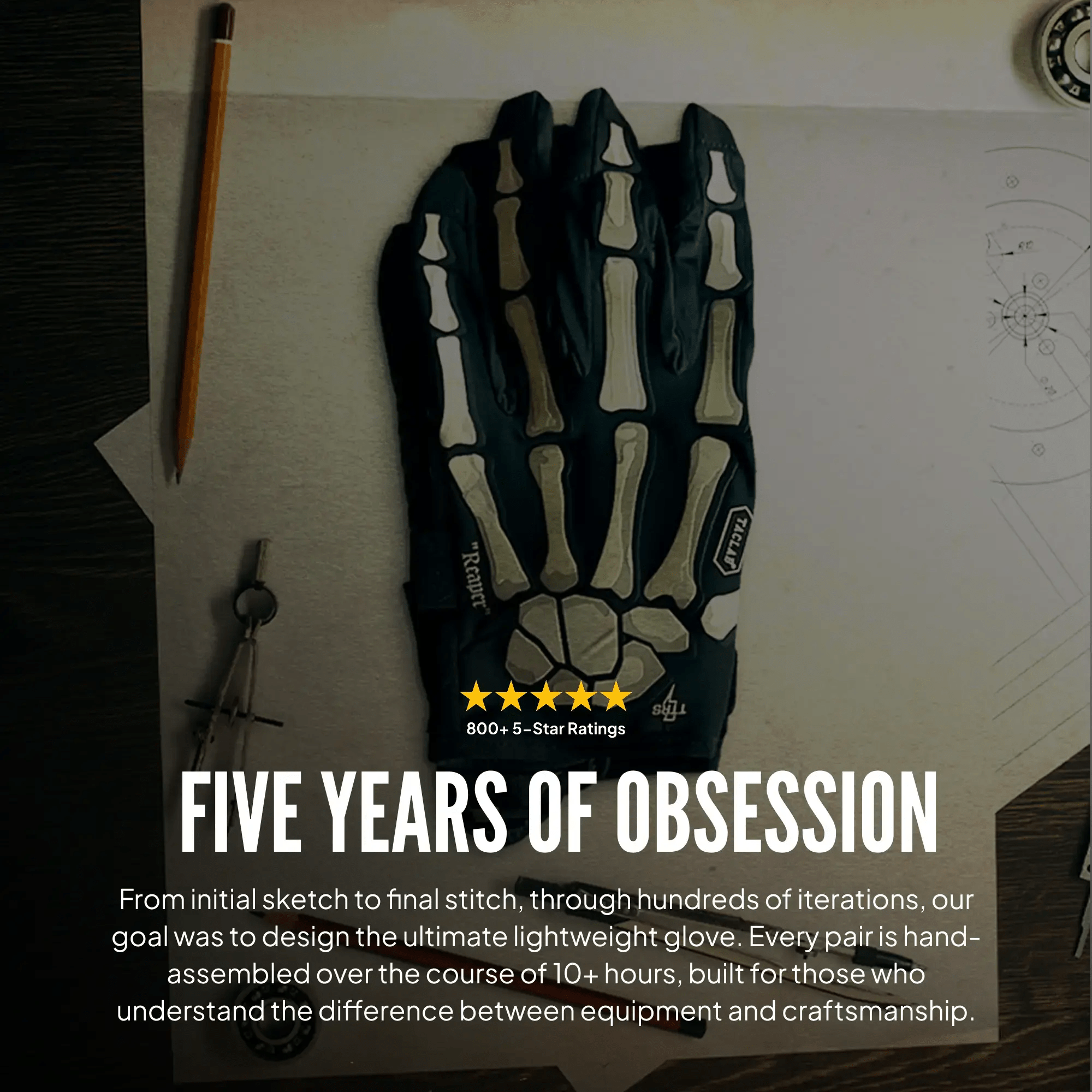 TACLAB Reaper Skeleton Gloves - Thin and Lightweight for Motocross, Dirt Bike, ATV - TACLAB