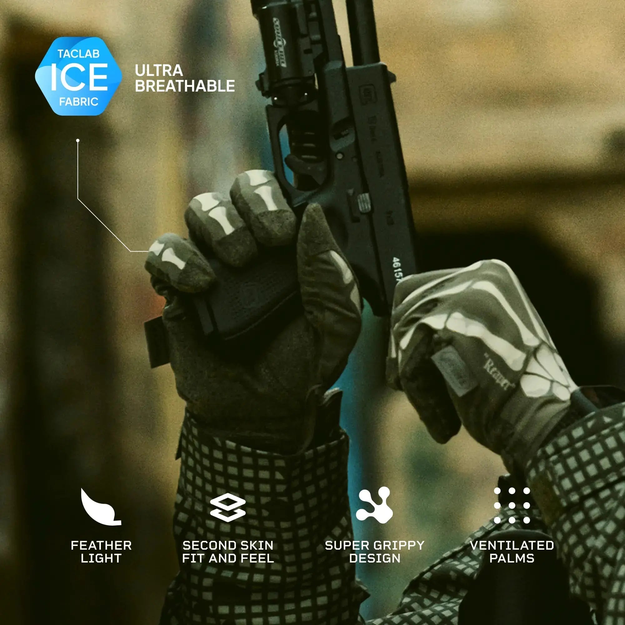 TACLAB Reaper Skeleton Tactical Shooting Gloves - Thin and Lightweight for Military, Police, Range - TACLAB
