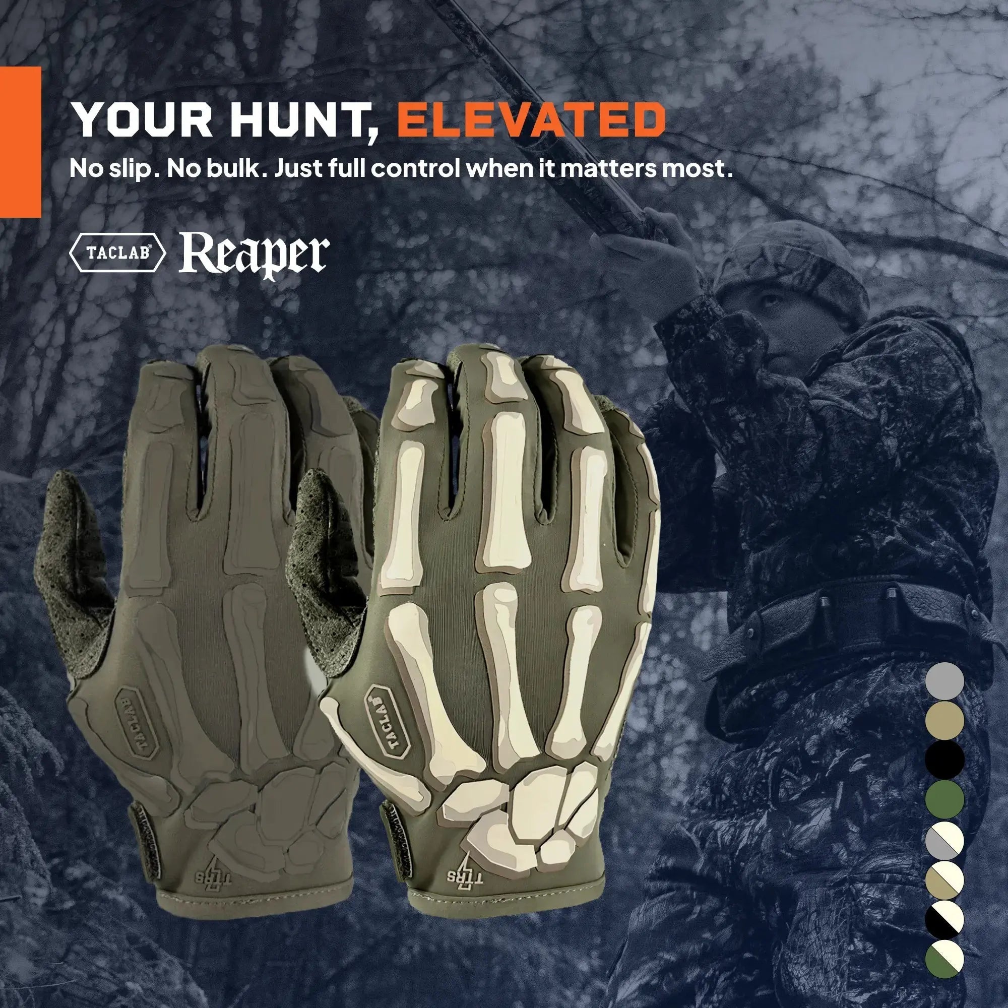 TACLAB Reaper Skeleton Tactical Shooting Gloves - Thin and Lightweight for Military, Police, Range - TACLAB