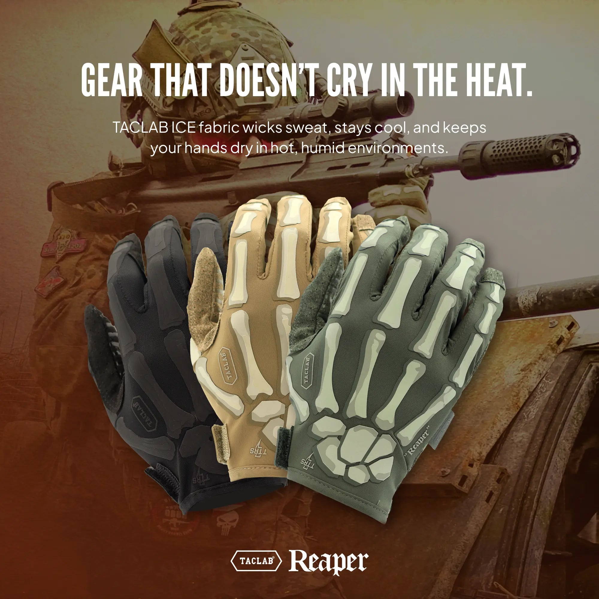 TACLAB Reaper Skeleton Tactical Shooting Gloves - Thin and Lightweight for Military, Police, Range - TACLAB