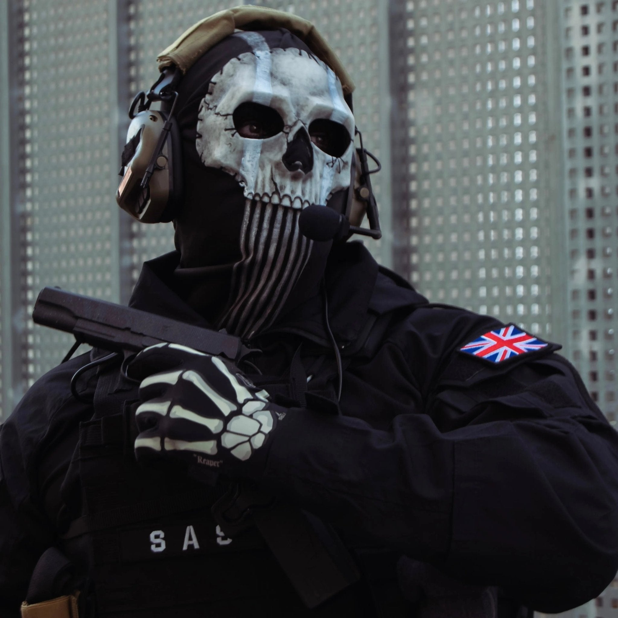 TACLAB Reaper Tactical Skeleton Gloves - Thin and Lightweight for Airsoft, Cosplay, Paintball - TACLAB