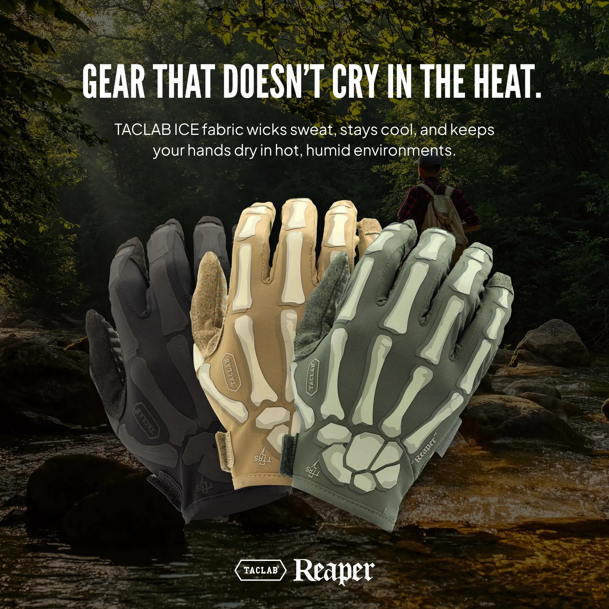 TACLAB Reaper Tactical Skeleton Gloves - Thin and Lightweight for Summer, Airsoft, Paintball, Cycling, Motorcycle, Multipurpose - TACLAB