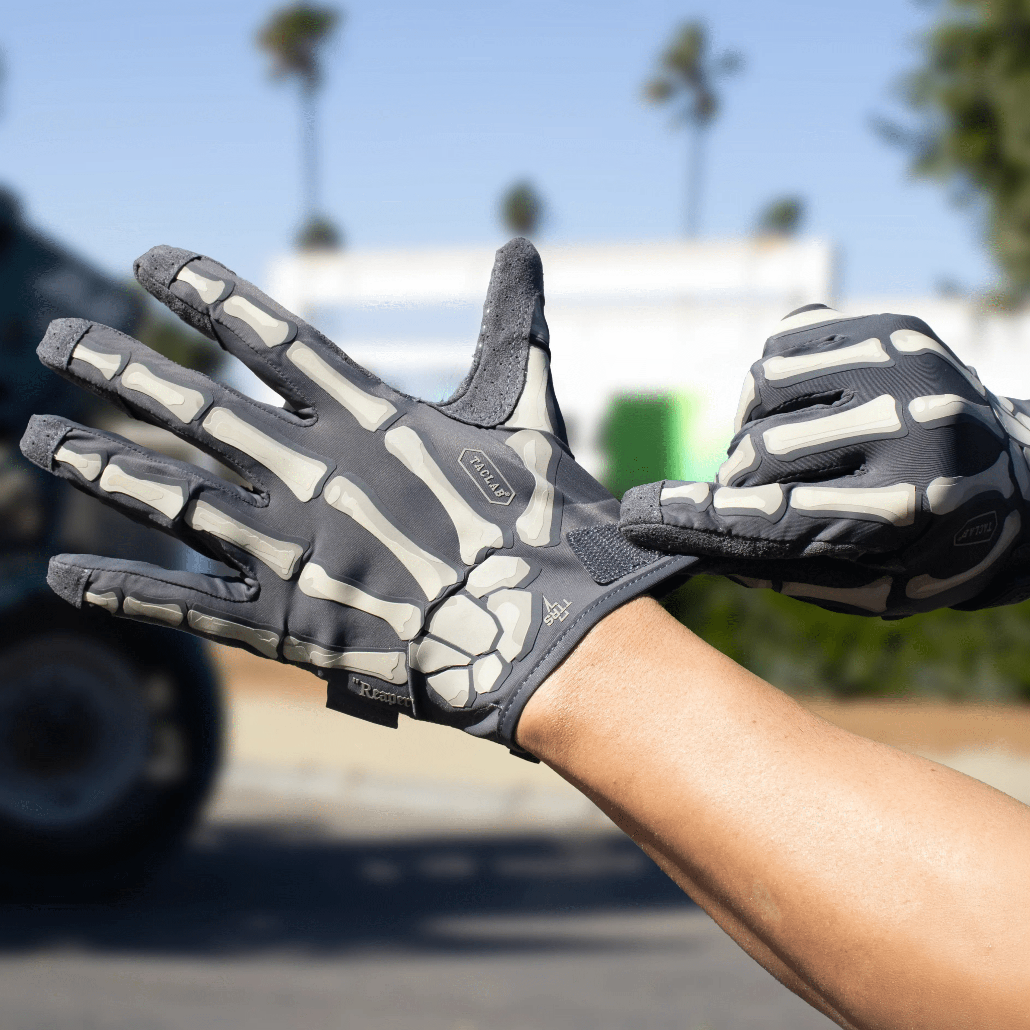 TACLAB Reaper Tactical Skeleton Gloves - Thin and Lightweight for Summer, Airsoft, Paintball, Cycling, Motorcycle, Multipurpose - TACLAB